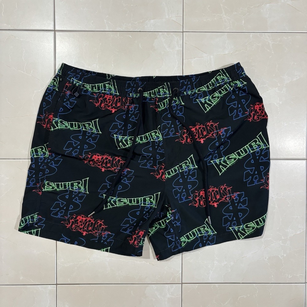 Ksubi Swim Trunks Men's L RARE Monogram Cash Money Sign Y2K Eagle